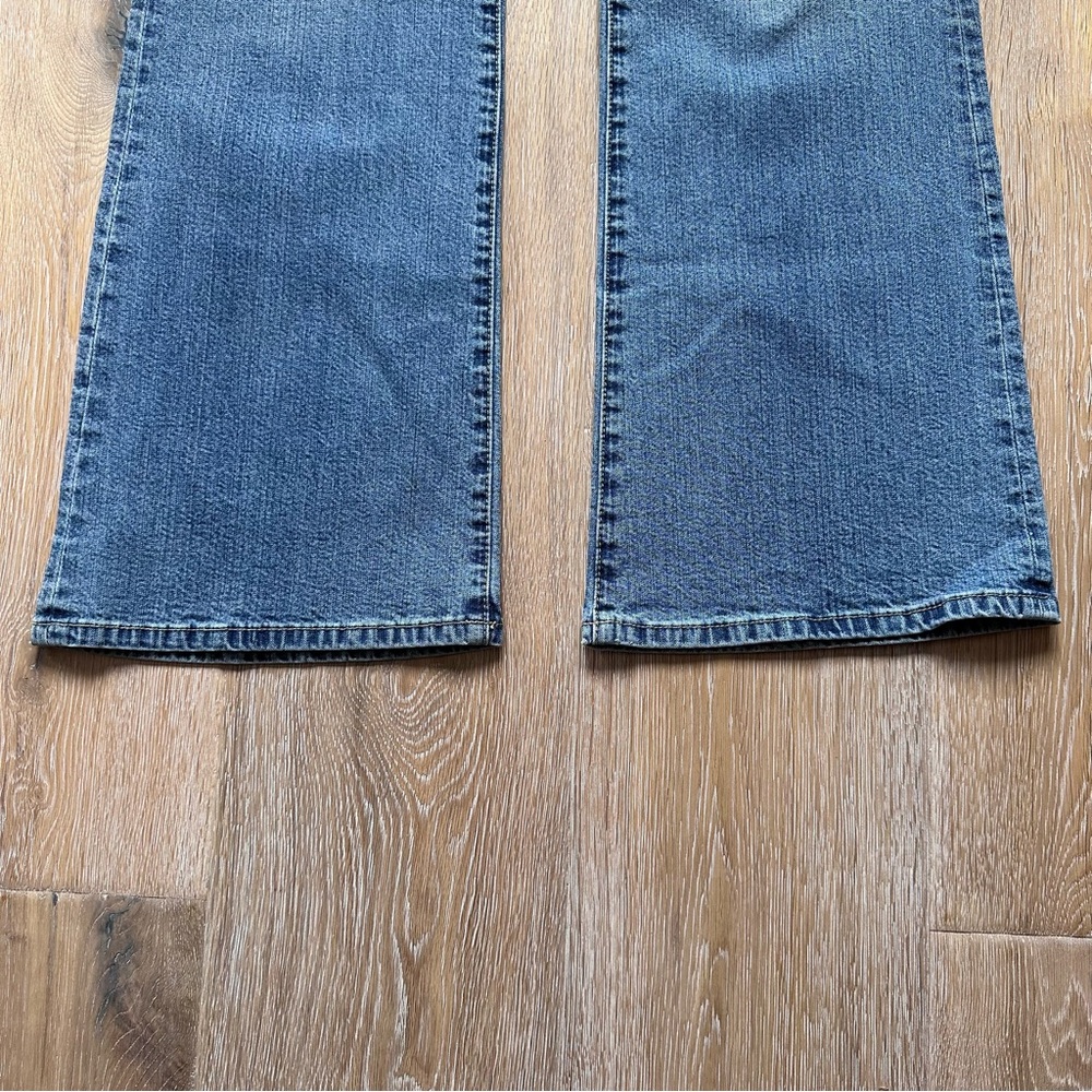 Vintage 90s Y2K Parasuco Jeans Light Blue Flare Asymmetrical Waistband - Size 32 - Picture 3 of 10